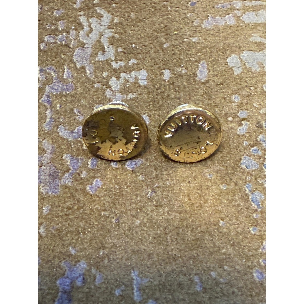 Louis Vuitton Gold Tone Logo Engraved Button Studs Replacement Hardware 2pc
